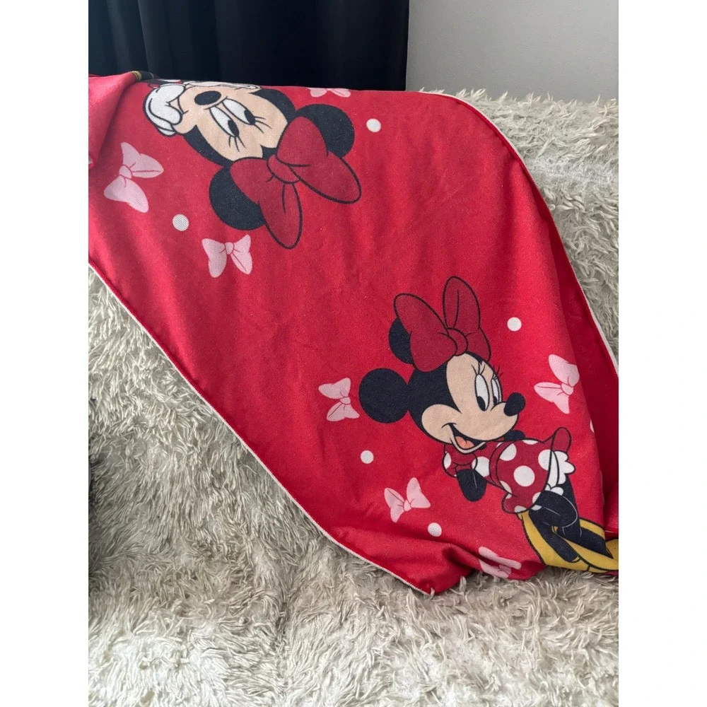 Disney Mickey & Minnie Mouse Reversible Beach Towel Red White Striped Polka Dot